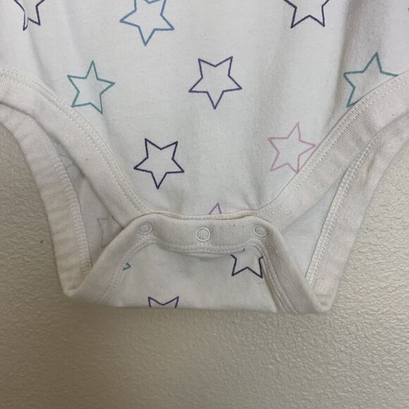 Baby Gap Long Sleeve Bodysuit Ivory Star Print Organic Cotton Girls 18-24 Months - Picture 6 of 10
